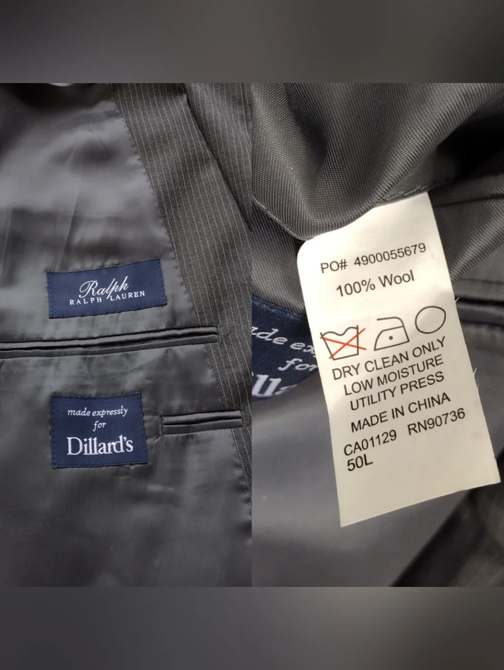 Ralph Lauren Gray Pinstripe Business Office Sport Coats Blazer Sz 40L